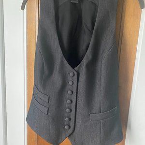 Menswear-style button charcoal pinstripe vest